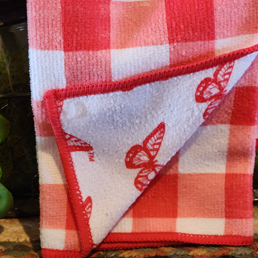 Dolly Parton Red Gingham Kitchen Towel with Butterfly - Picture 3 of 3